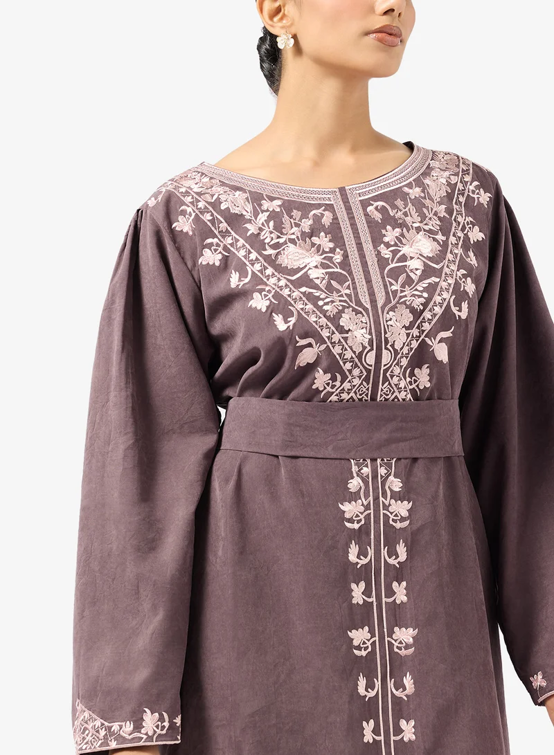 hayas closet  Embroidered Belted Jalabiya for Women | Best Price UAE